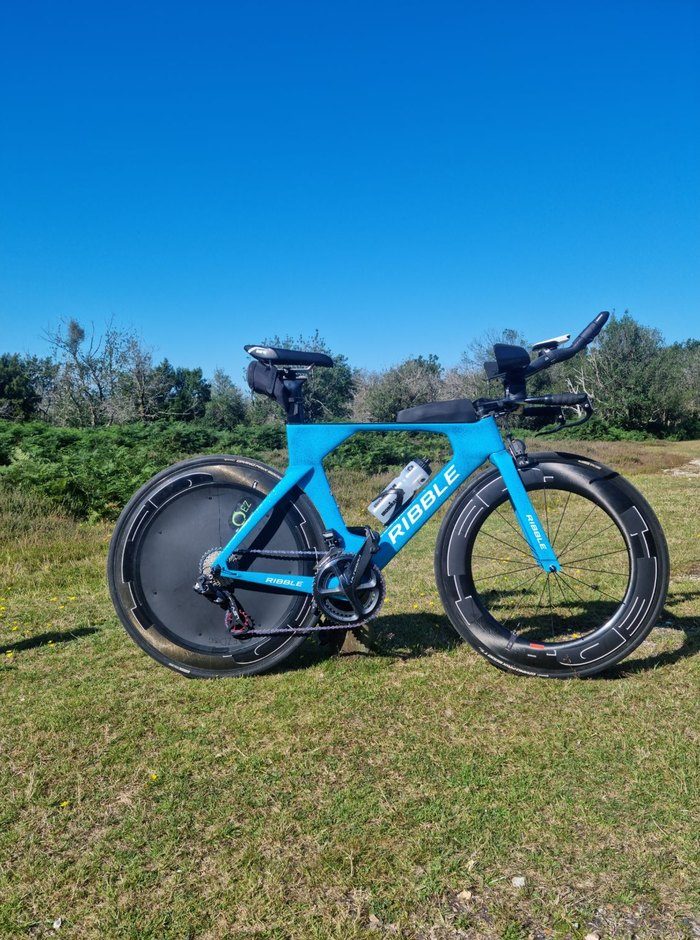 A time-trial bike ready to ride